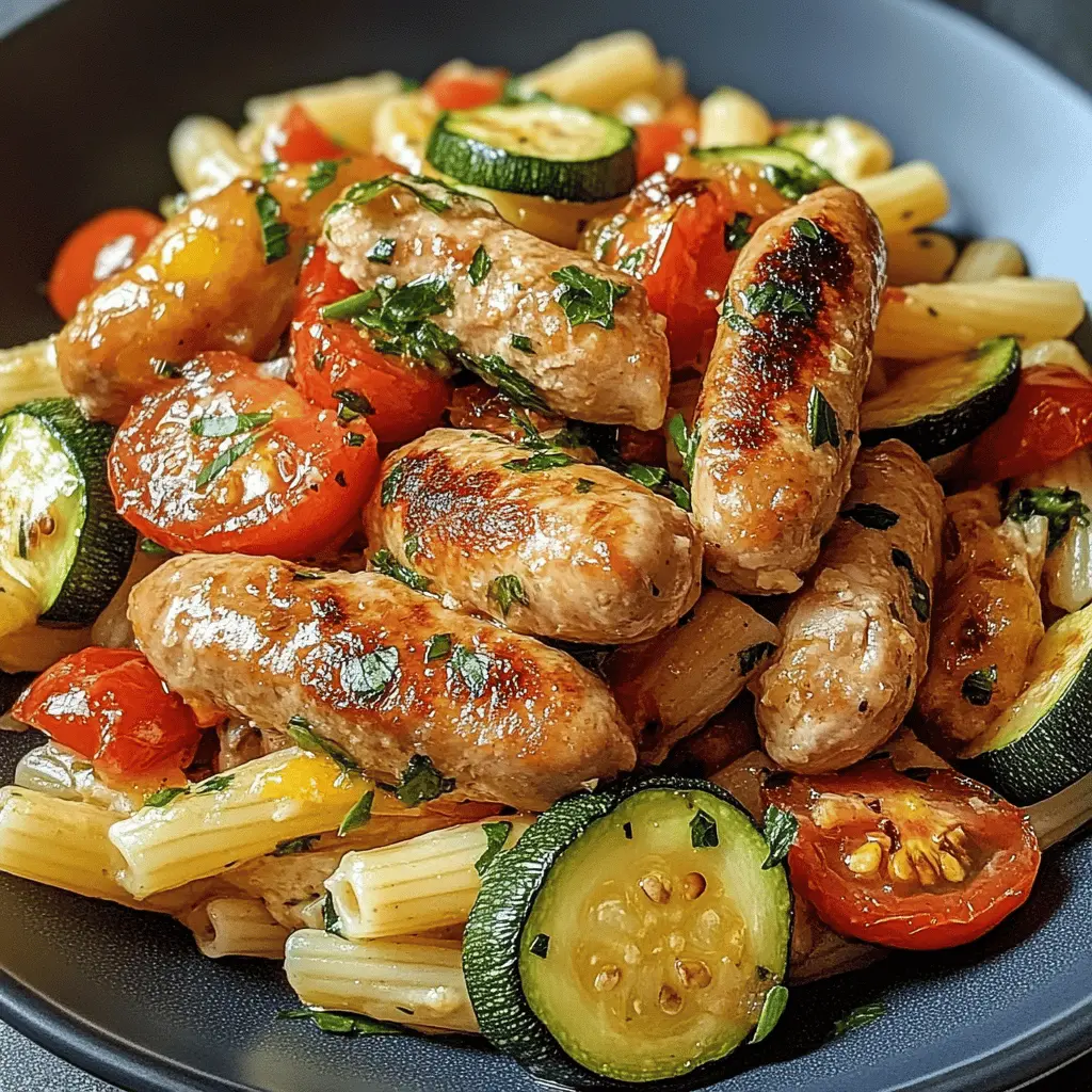 Give your dinner a fresh twist with these Chicken Sausages, Zucchini, Tomatoes, and Pasta! This vibrant dish is packed with flavor and nutrients, featuring juicy chicken sausages and colorful veggies. Perfect for weeknight meals or casual gatherings. Save this recipe for an easy, satisfying dinner that everyone will love!