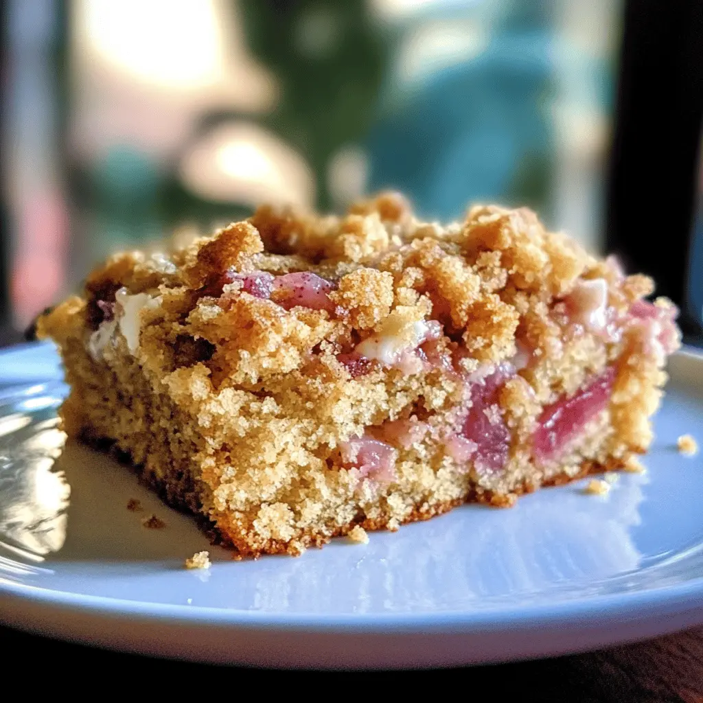Looking for a delicious morning treat? This Fresh Rhubarb Streusel Coffee Cake is the perfect blend of sweet and tart flavors, enhanced with creamy yogurt for extra moisture. It's ideal for breakfast or an afternoon snack. Save this recipe to enjoy a slice paired with your favorite coffee or tea!