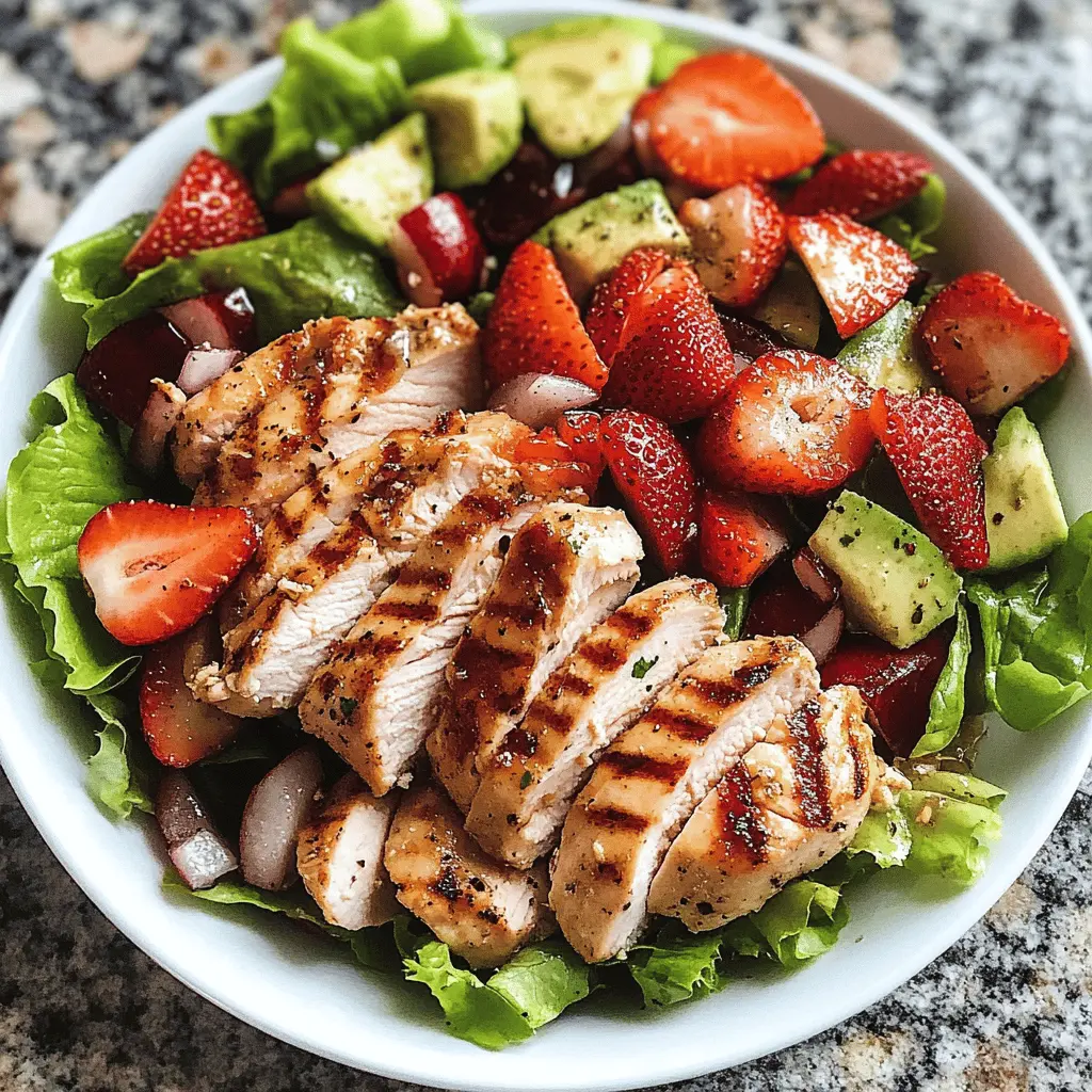 This Grilled Chicken Strawberry Salad is a perfect blend of juicy chicken, fresh greens, and sweet strawberries. Tossed in a light vinaigrette, it's not just delicious but also a healthy option for lunch or dinner. Ideal for a summer barbecue or a quick weeknight meal! Save this recipe for a refreshing dish that everyone will love!