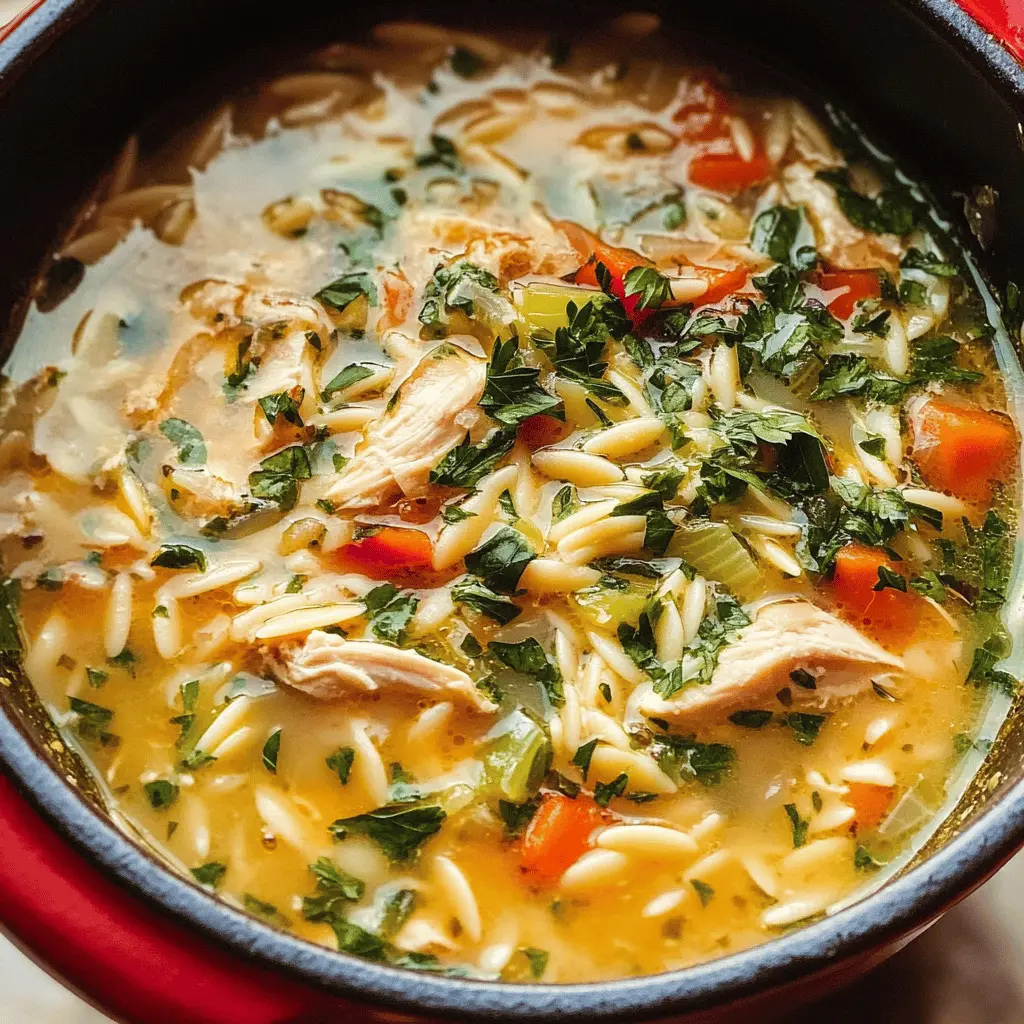 Warm up with this refreshing Lemon Chicken Orzo Soup! Made with tender chicken, zesty lemon, and hearty orzo, it’s perfect for cozy dinners or when you need a little pick-me-up. This soup is loaded with flavor and wholesome ingredients that the whole family will love. Save this recipe for your next meal when you want something comforting and delicious!