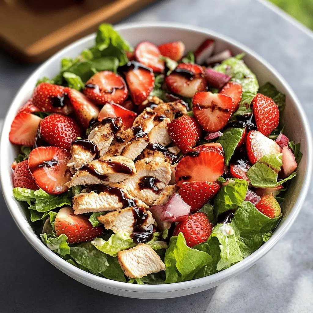 Brighten your meal with this Strawberry Chicken Salad featuring juicy chicken and fresh strawberries, all drizzled with a tangy Strawberry Balsamic Dressing. Perfect for a light lunch or summer gathering, this salad not only bursts with flavors but also offers a refreshing combination of textures. Save this recipe to impress your friends at the next picnic or dinner party!