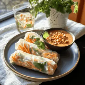 Fresh and flavorful Vietnamese Spring Rolls are the perfect healthy snack or appetizer! Packed with vibrant veggies, succulent shrimp (or tofu), and served with a creamy peanut sauce, these rolls are sure to impress your friends and family. Save this recipe to enjoy on your next gathering or meal prep day for a delicious, light treat!