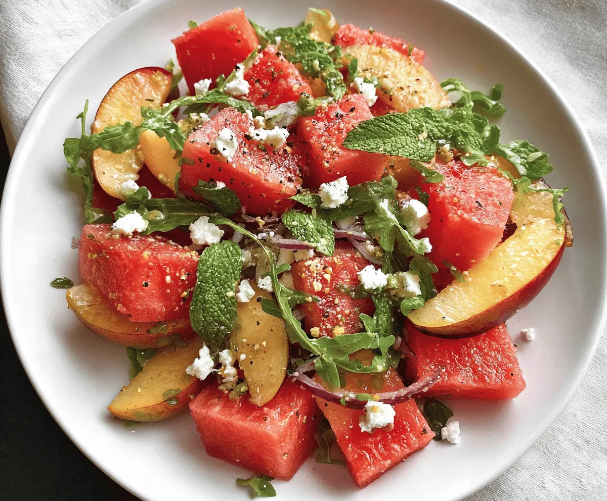 Easy Peach Watermelon Salad Recipe for Summer