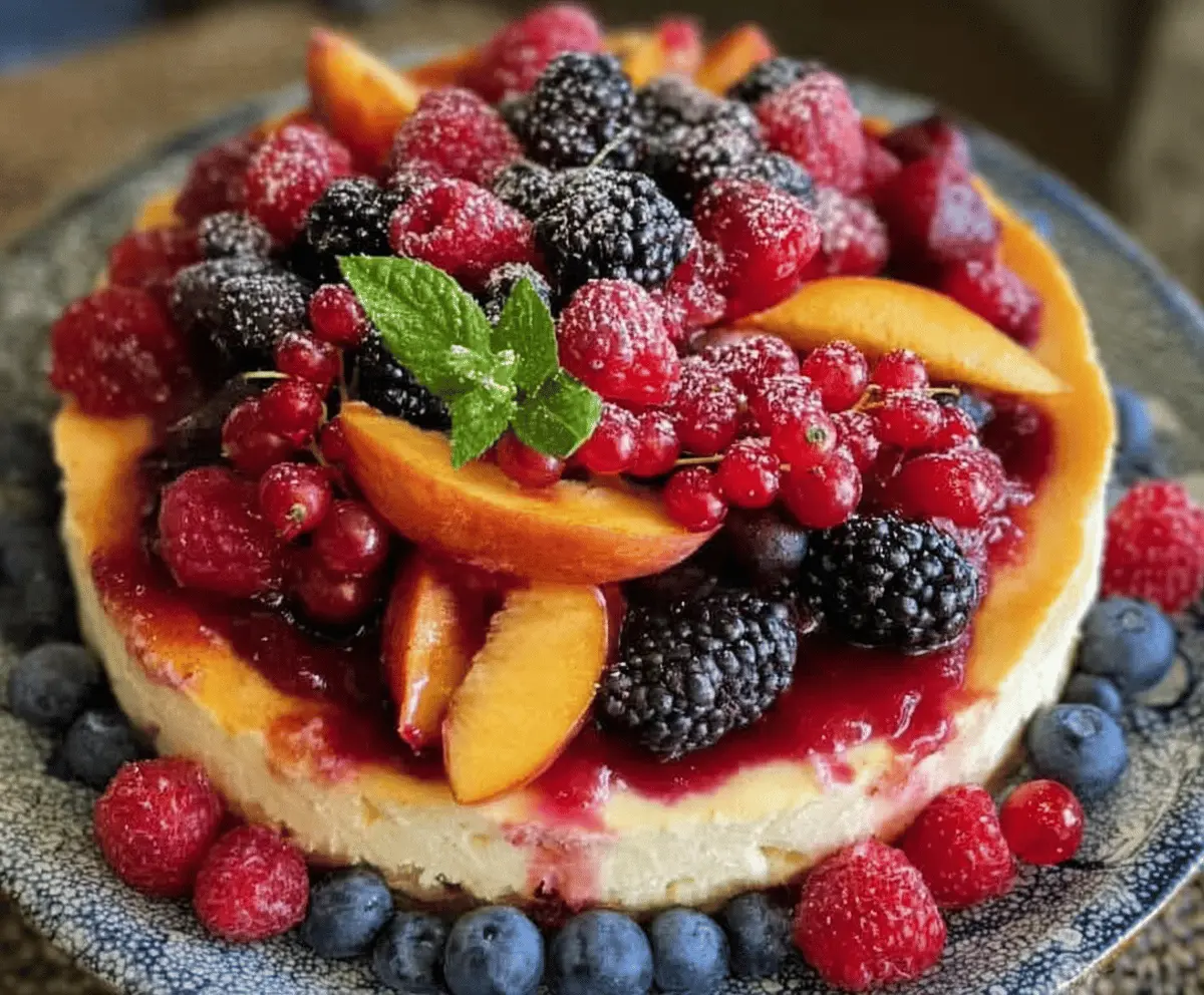 Easy Summer Berry and Peach Cheesecake Recipe