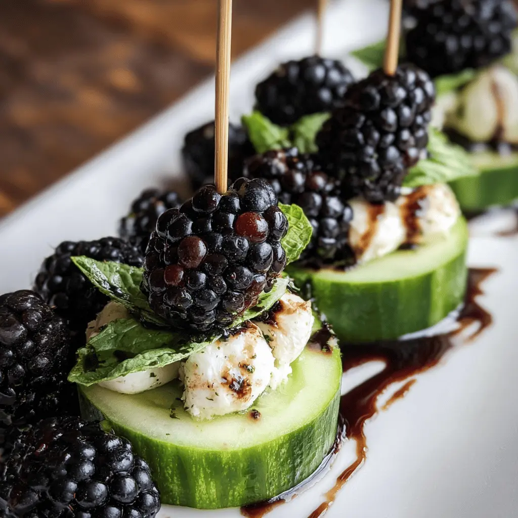 Easy Blackberry Cucumber Caprese Bites