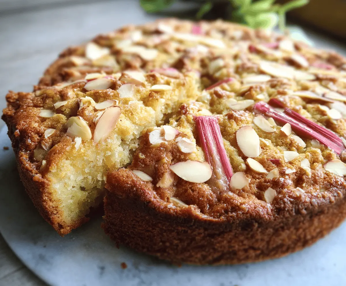 Easy Norwegian Rhubarb Almond Cake Recipe