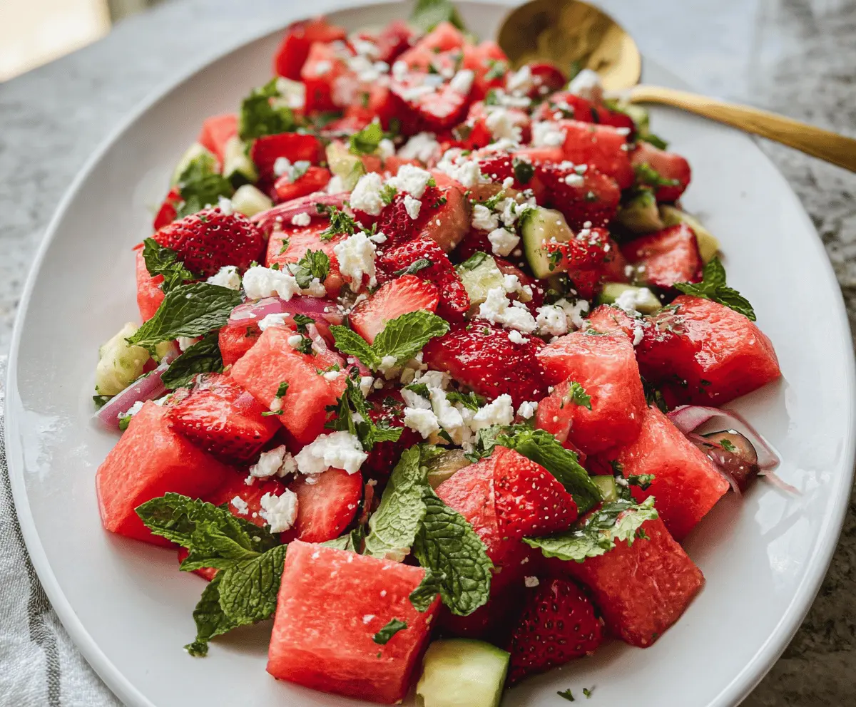 Easy Watermelon Strawberry Salad Recipe for Summer
