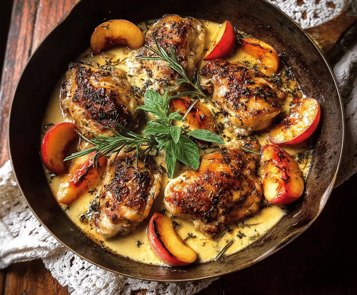 Easy Rosemary Peach Chicken in White Wine Sauce