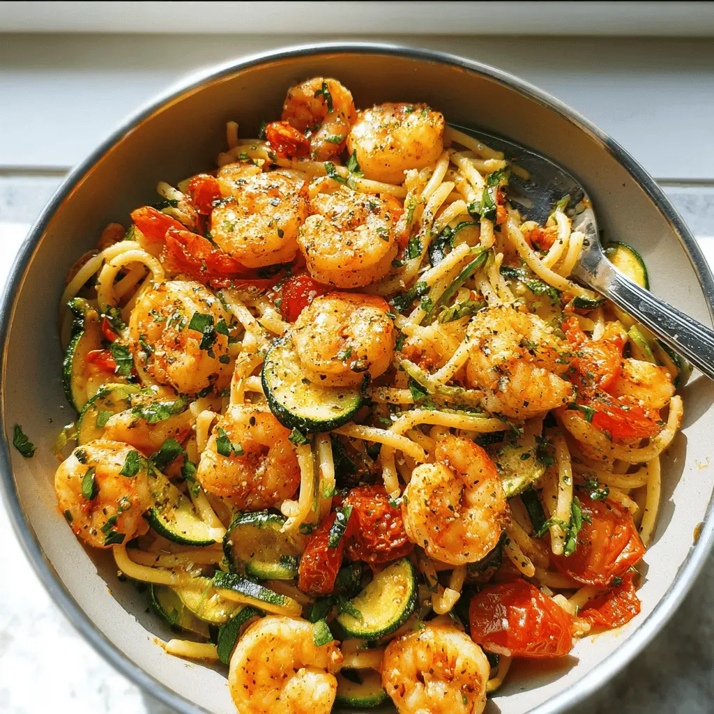 Easy Tomato Zucchini Shrimp Pasta Recipe