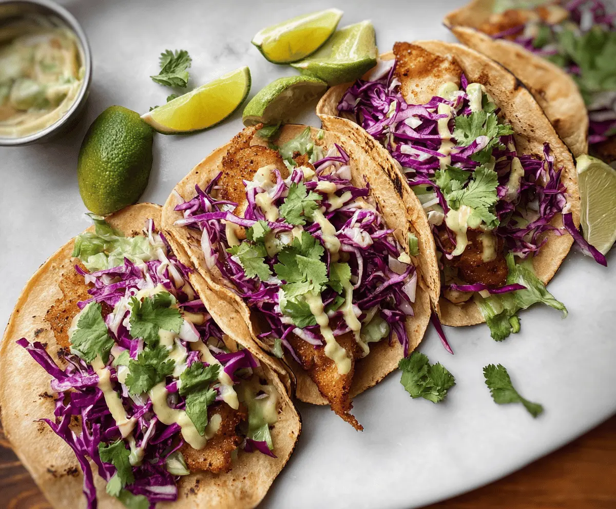 Easy Crispy Fish Tacos With Fresh Cilantro Lime Slaw