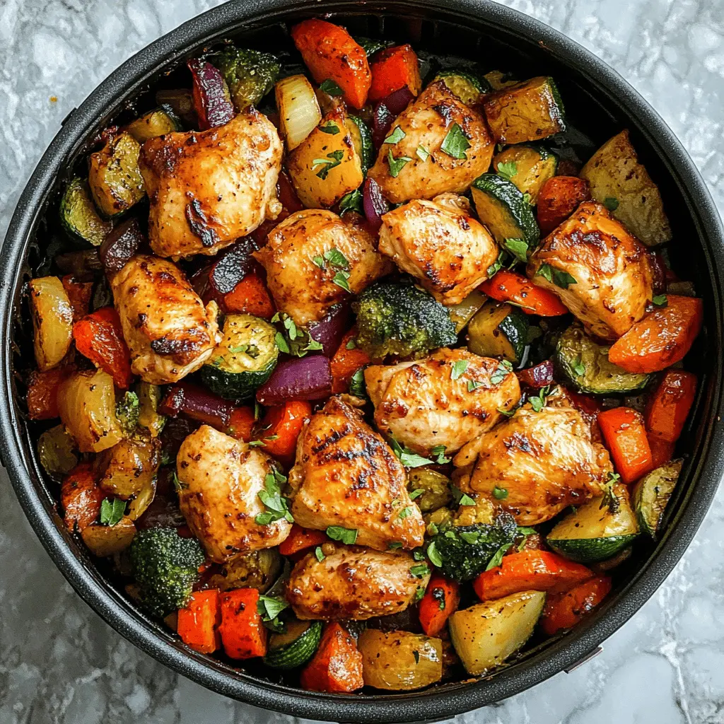 Quick Air Fryer Chicken and Veggies in 15 Minutes