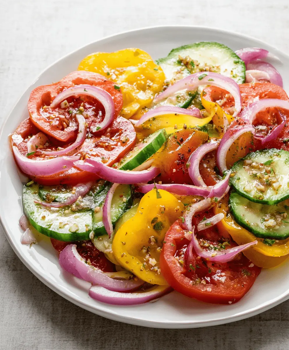 Easy Cucumber and Heirloom Tomato Salad with Red Onions