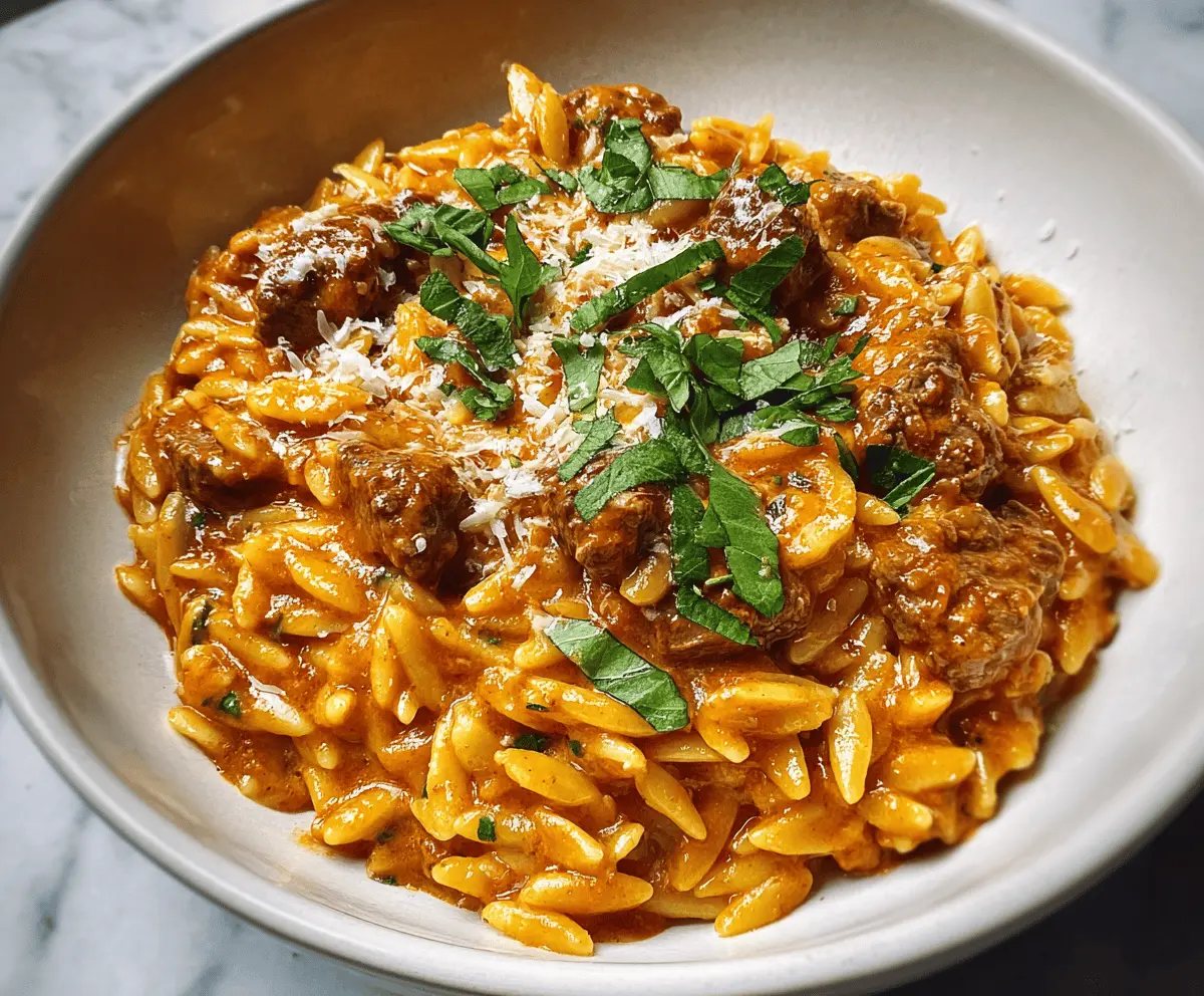 Easy Beef Orzo in Creamy Tomato Sauce