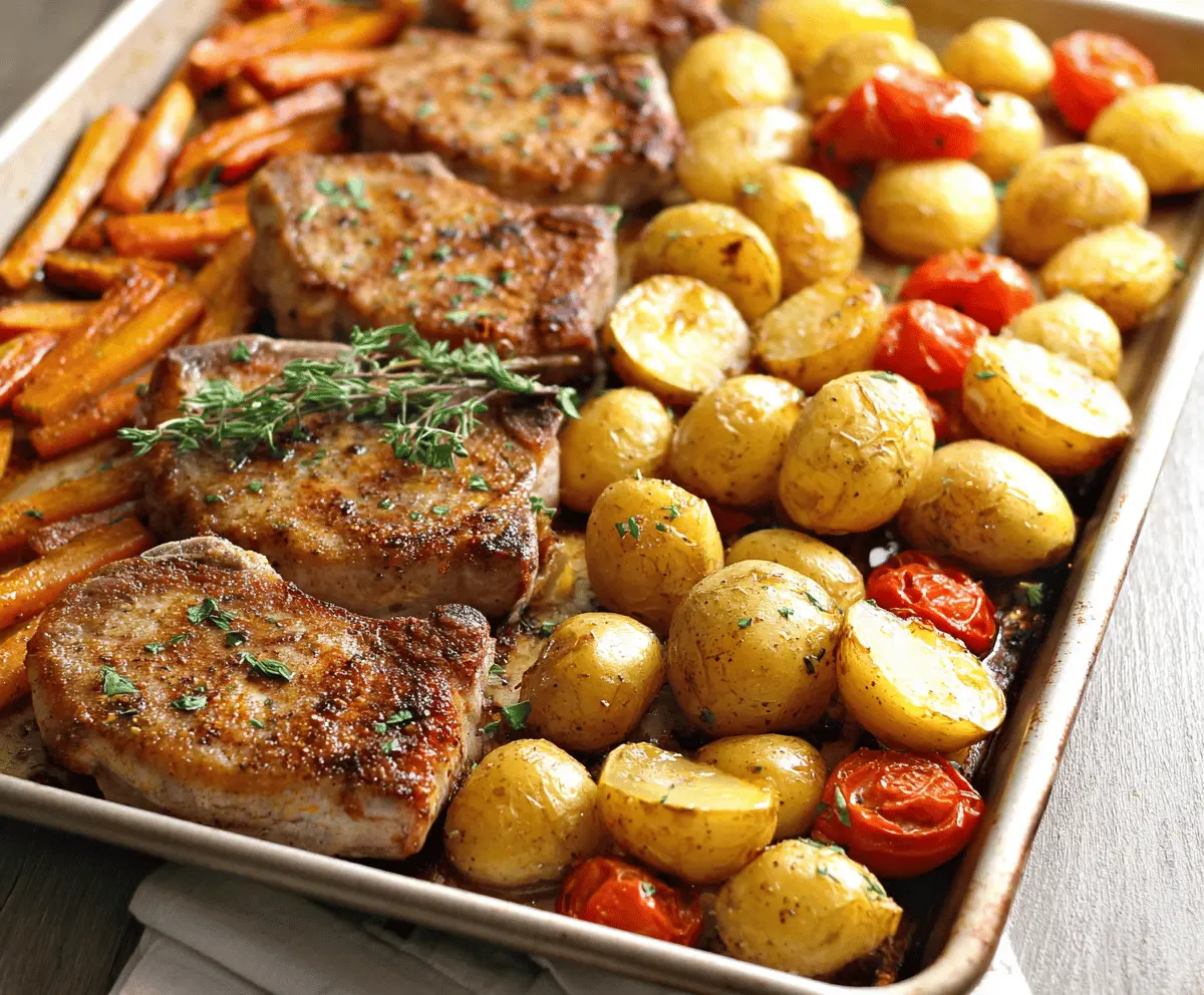 Easy Sheet Pan Pork Chops and Crispy Potatoes Dinner