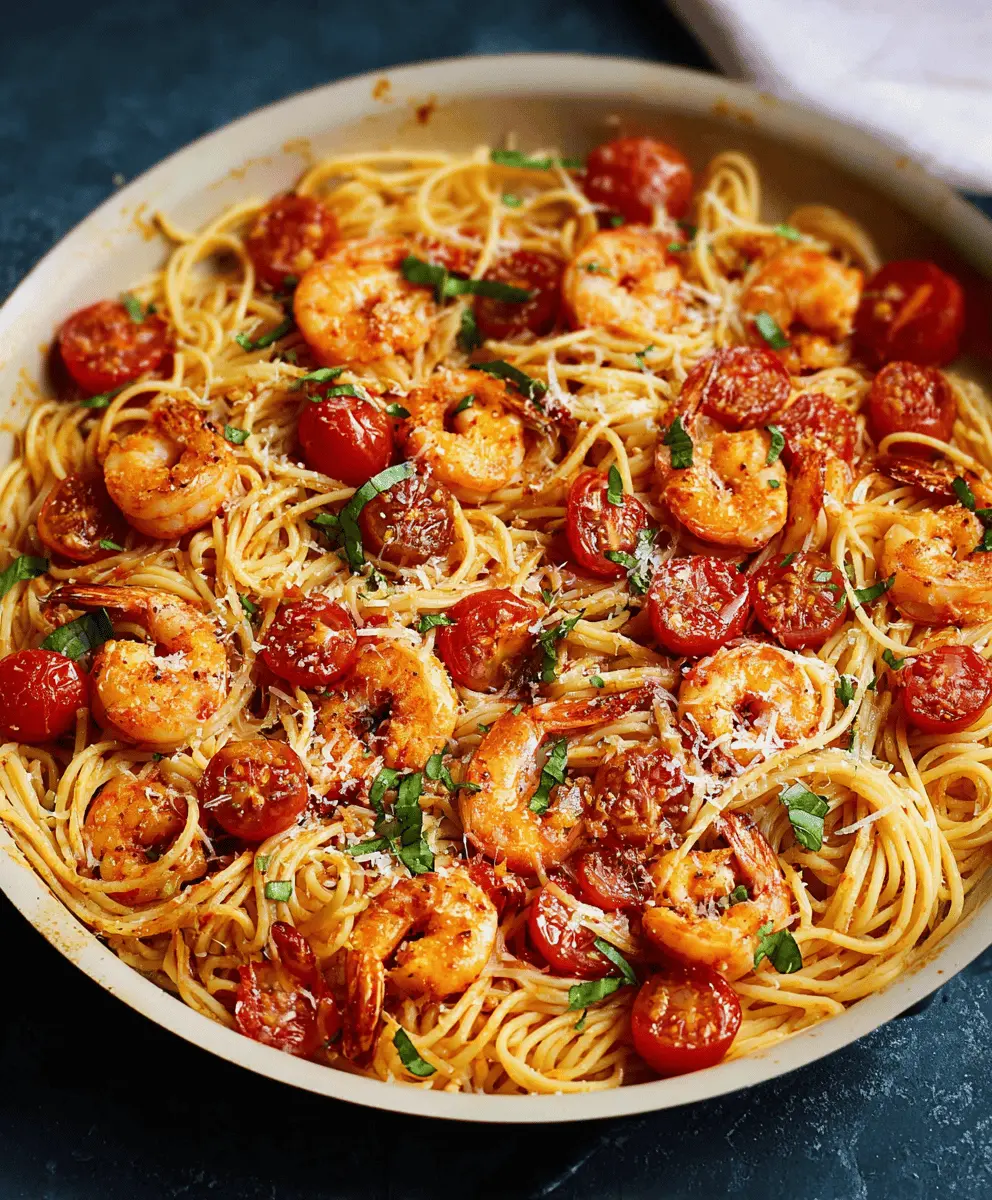 Spicy Garlic Shrimp Pasta With Burst Tomatoes