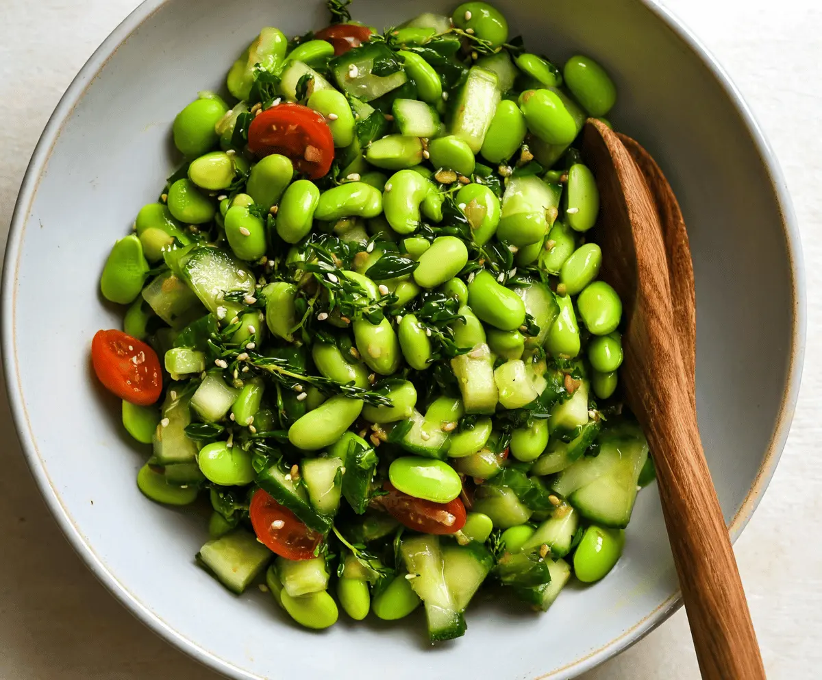 Refreshing Cucumber Edamame Salad with Ginger Dressing