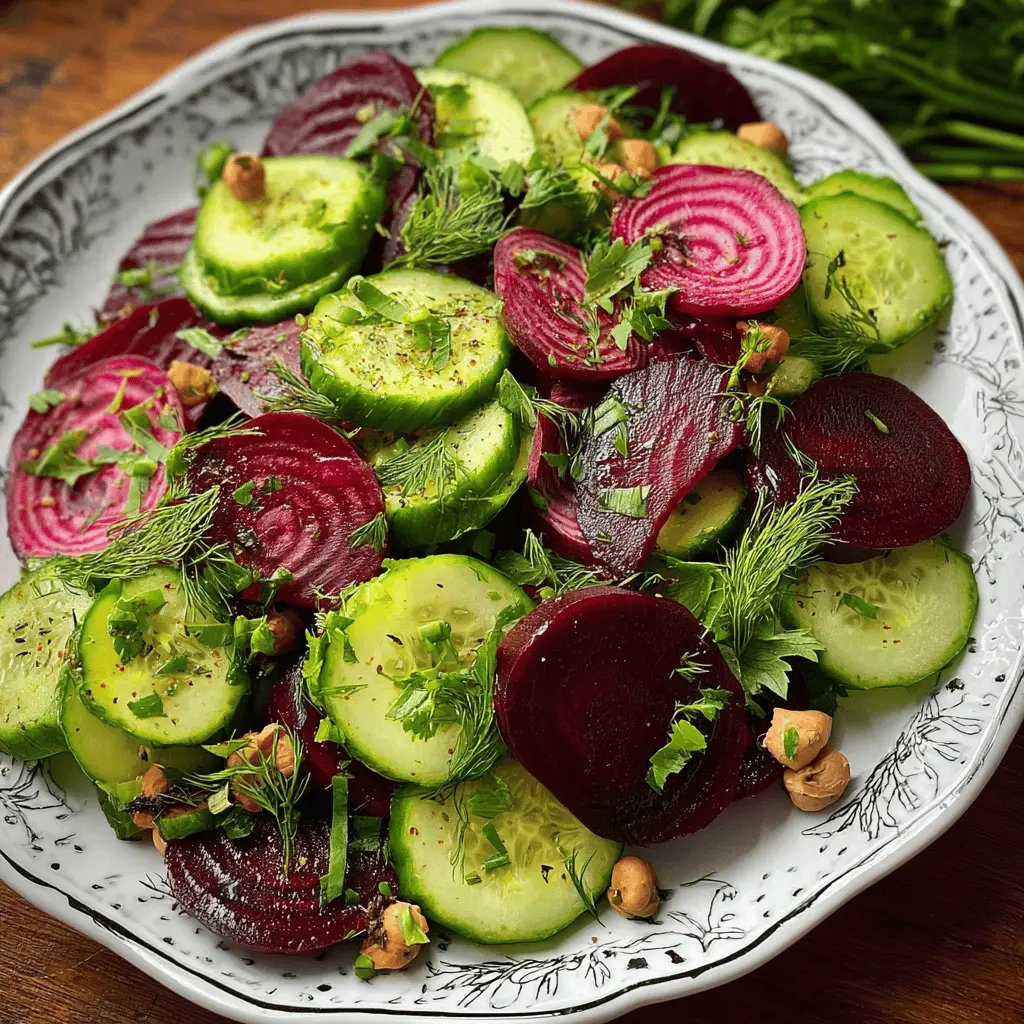 Fresh Cucumber and Beetroot Salad with Herbs