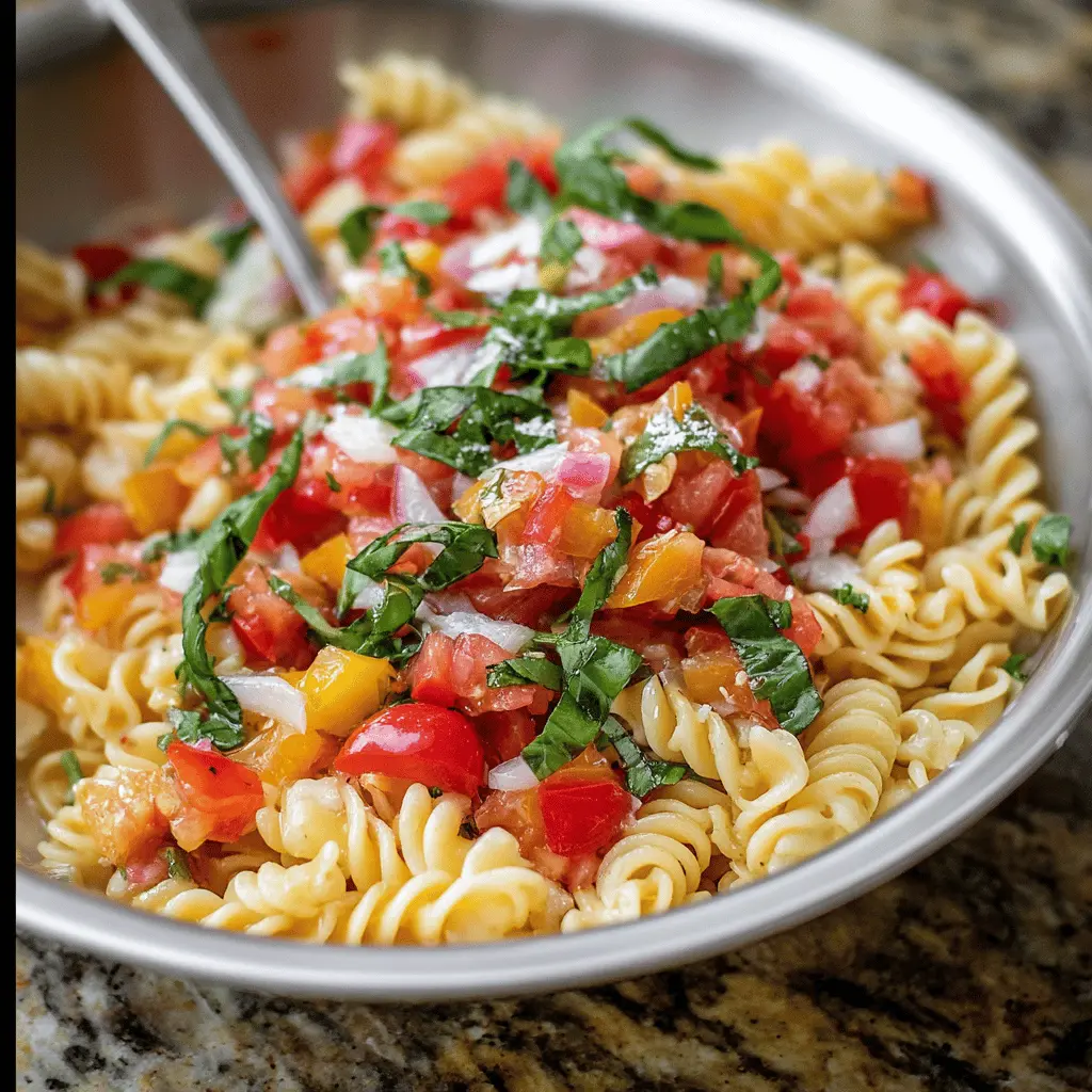 Easy Bruschetta Pasta Salad Recipe