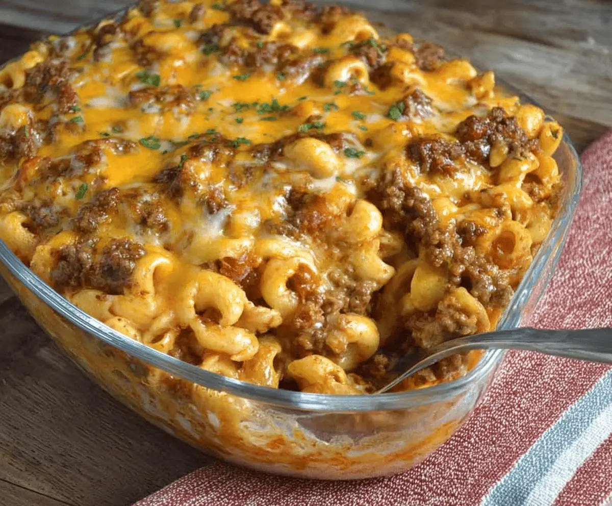 Easy Cheesy Hamburger Casserole Recipe