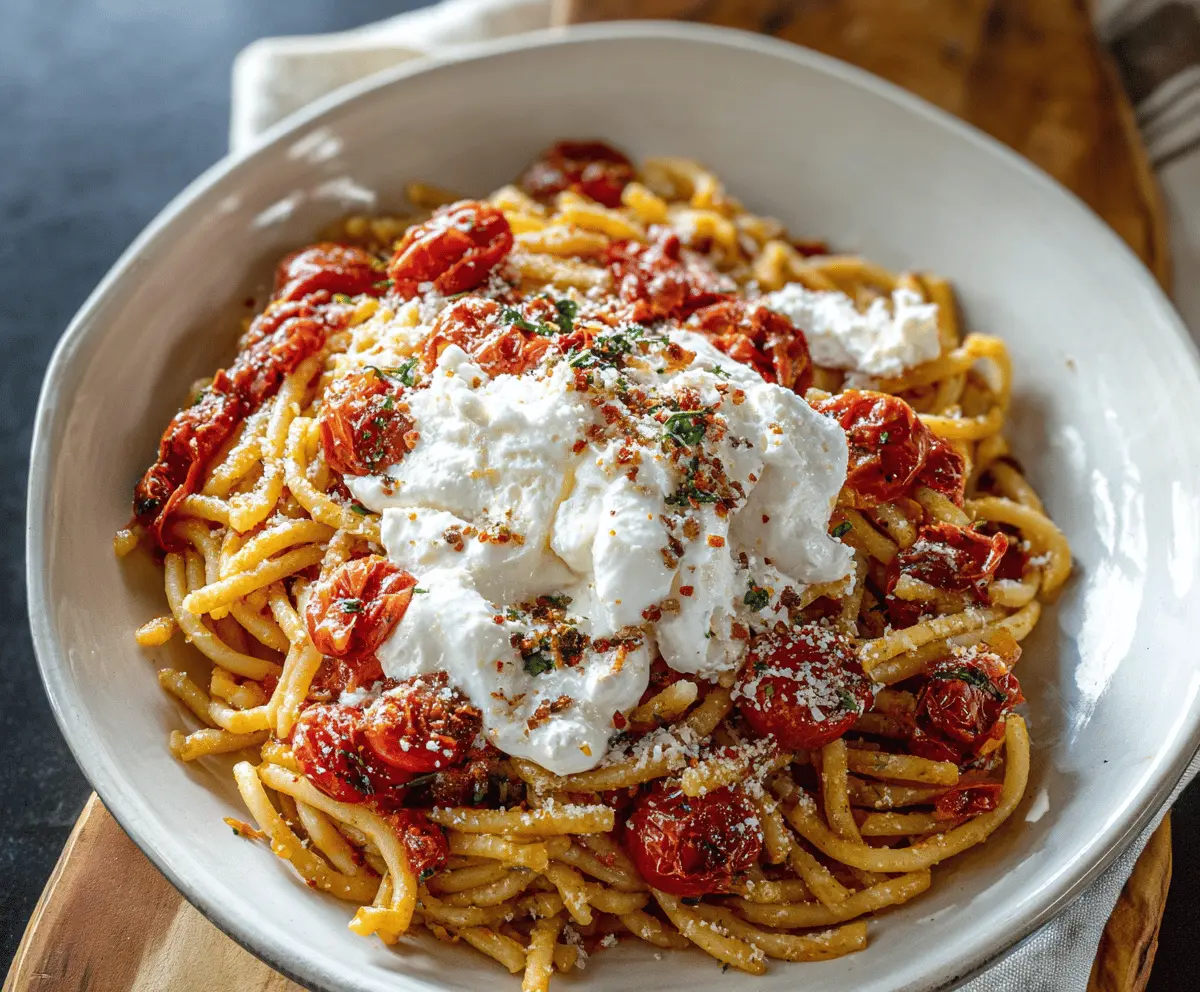 Creamy Burst Tomato Burrata Pasta Recipe