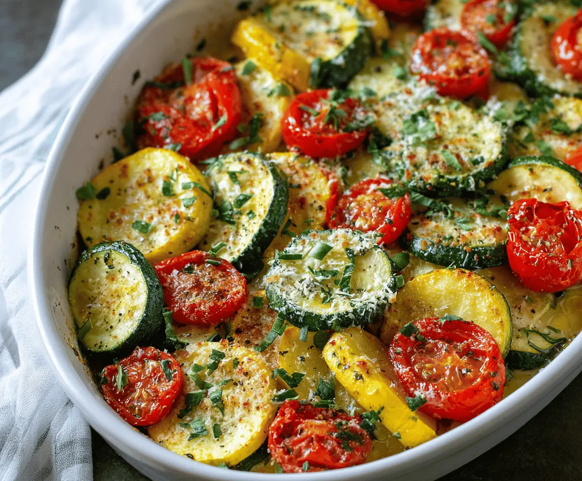 Roasted Garlic Parmesan Zucchini and Tomatoes