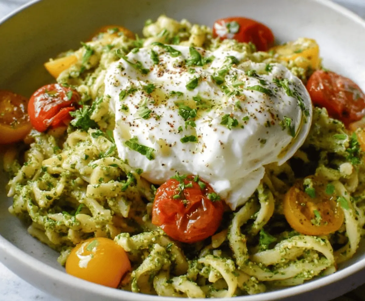 Creamy Burrata Pesto Pasta Recipe