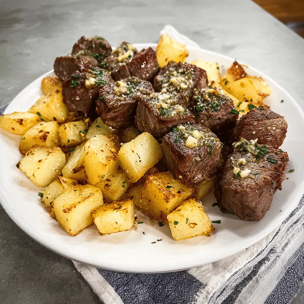Garlic Butter Steak Bites with Crispy Potatoes Recipe