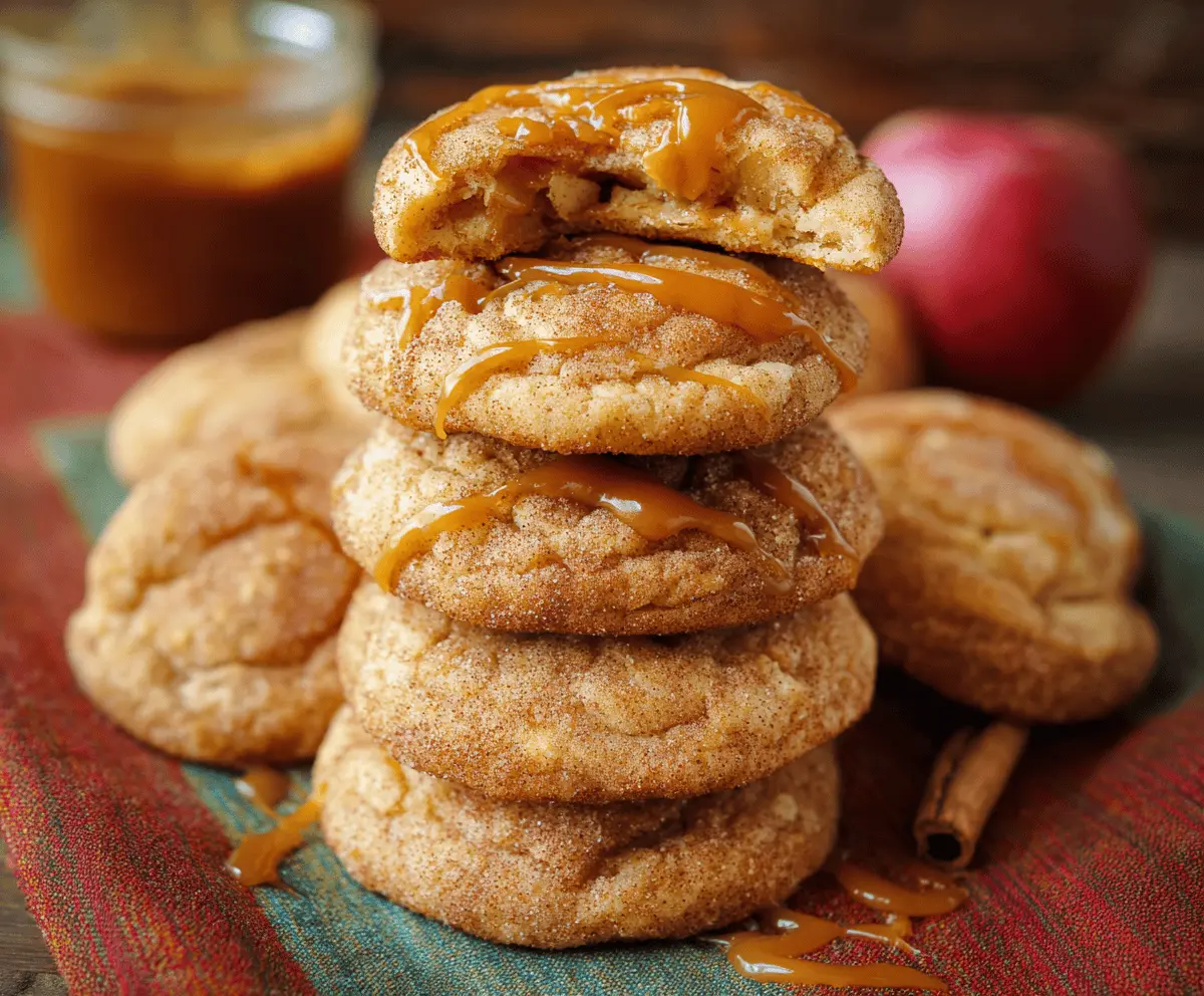 Chewy Caramel Apple Snickerdoodle Cookies
