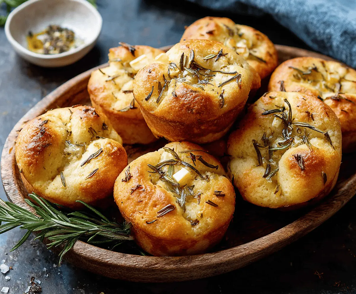 Easy Garlic Rosemary Focaccia Muffins Recipe