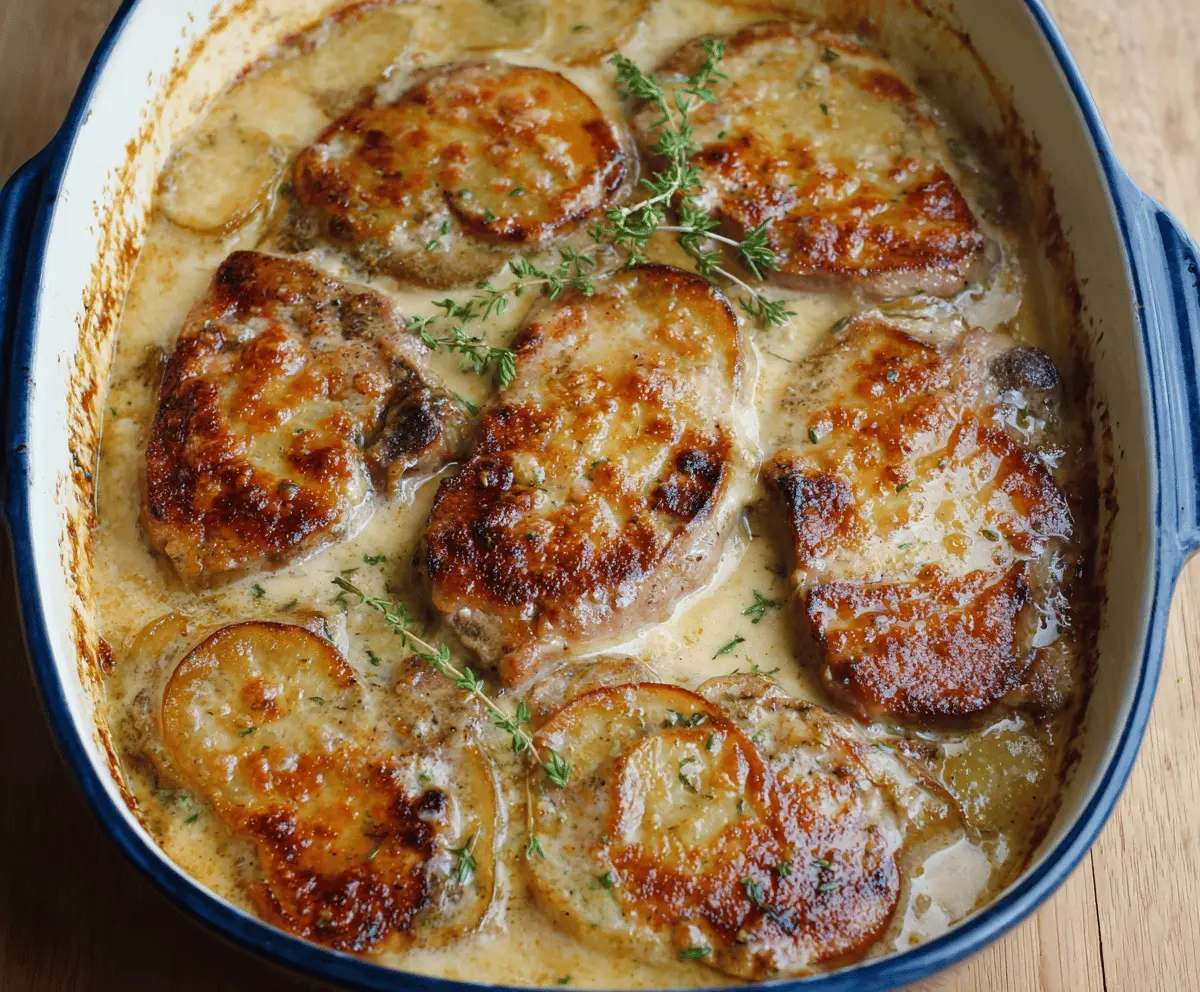 Easy Smothered Pork Chop and Scalloped Potato Casserole
