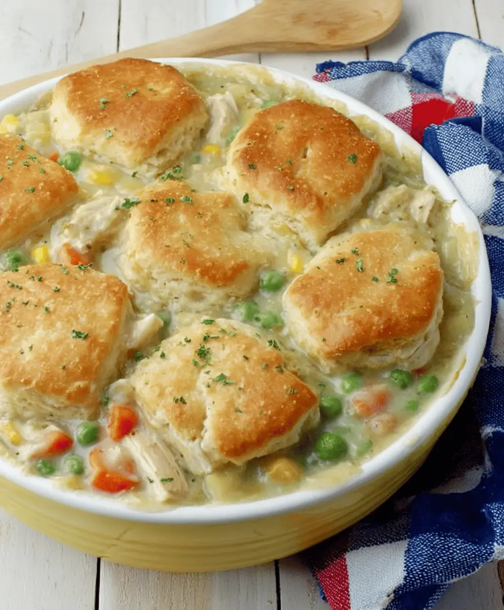Easy Chicken Pot Pie with Fluffy Biscuits