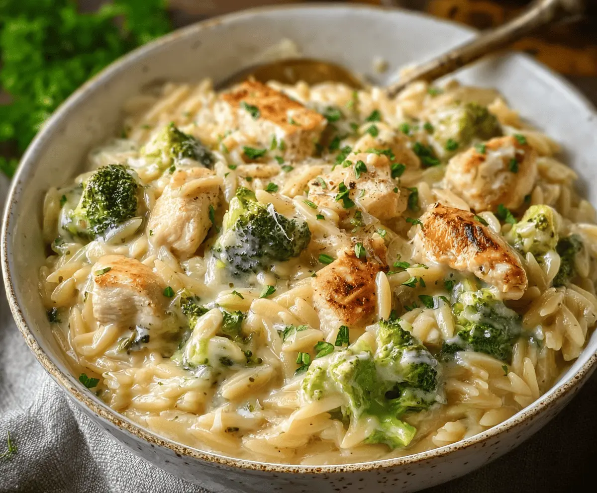Easy Cheesy Chicken Broccoli Orzo Recipe