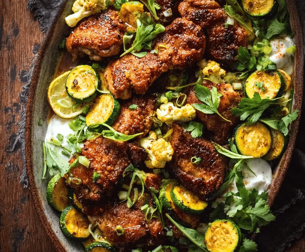 Easy Sheet Pan Hot Honey Garlic Chicken with Zucchini