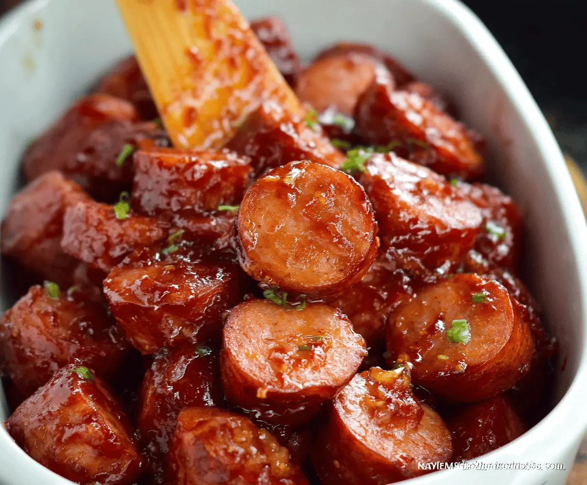 Easy Crockpot Sweet and Spicy Kielbasa Bites