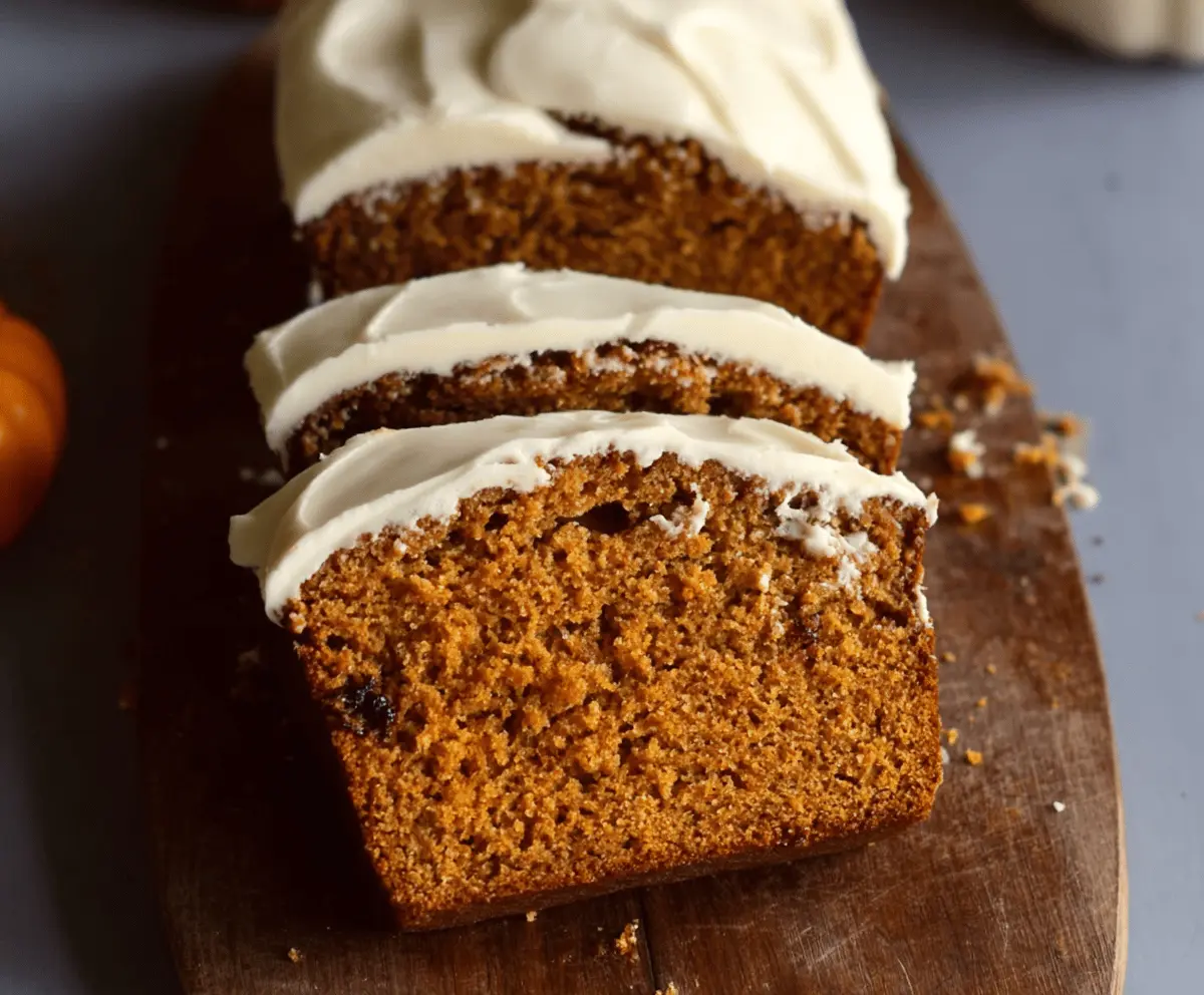 Pumpkin Bread with Cream Cheese Frosting - Olives + Thyme