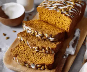 Delicious homemade Starbucks-style pumpkin bread topped with walnuts and cinnamon, perfect for fall baking.