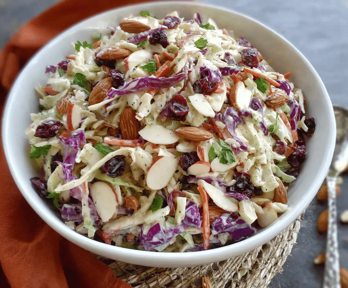 Cranberry Almond Thanksgiving Slaw with Apple Cider Vinaigrette