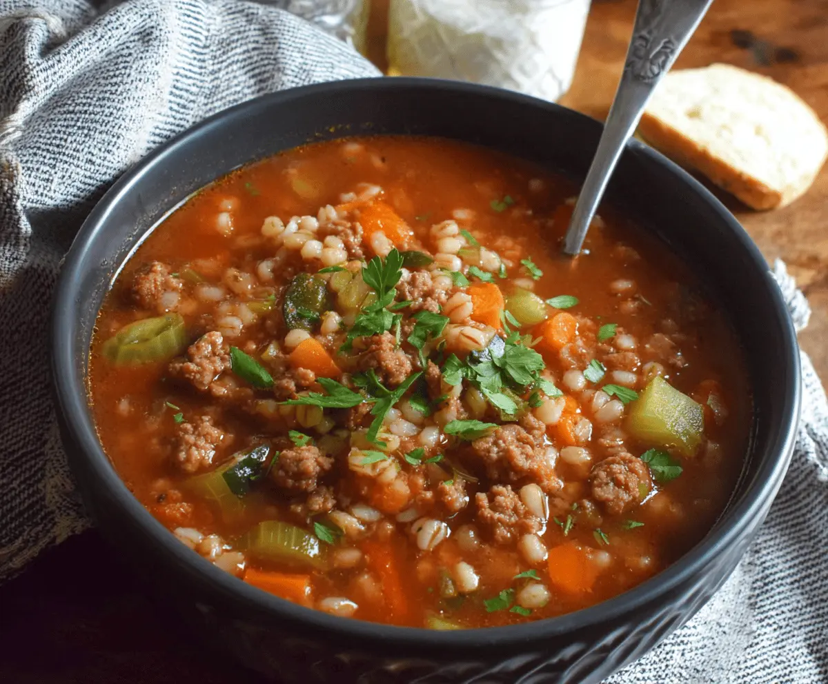 Easy Ground Beef And Barley Soup