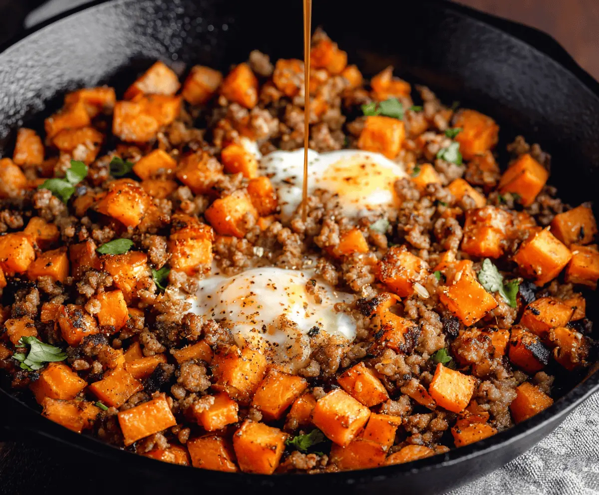 Maple Sausage Sweet Potato Hash