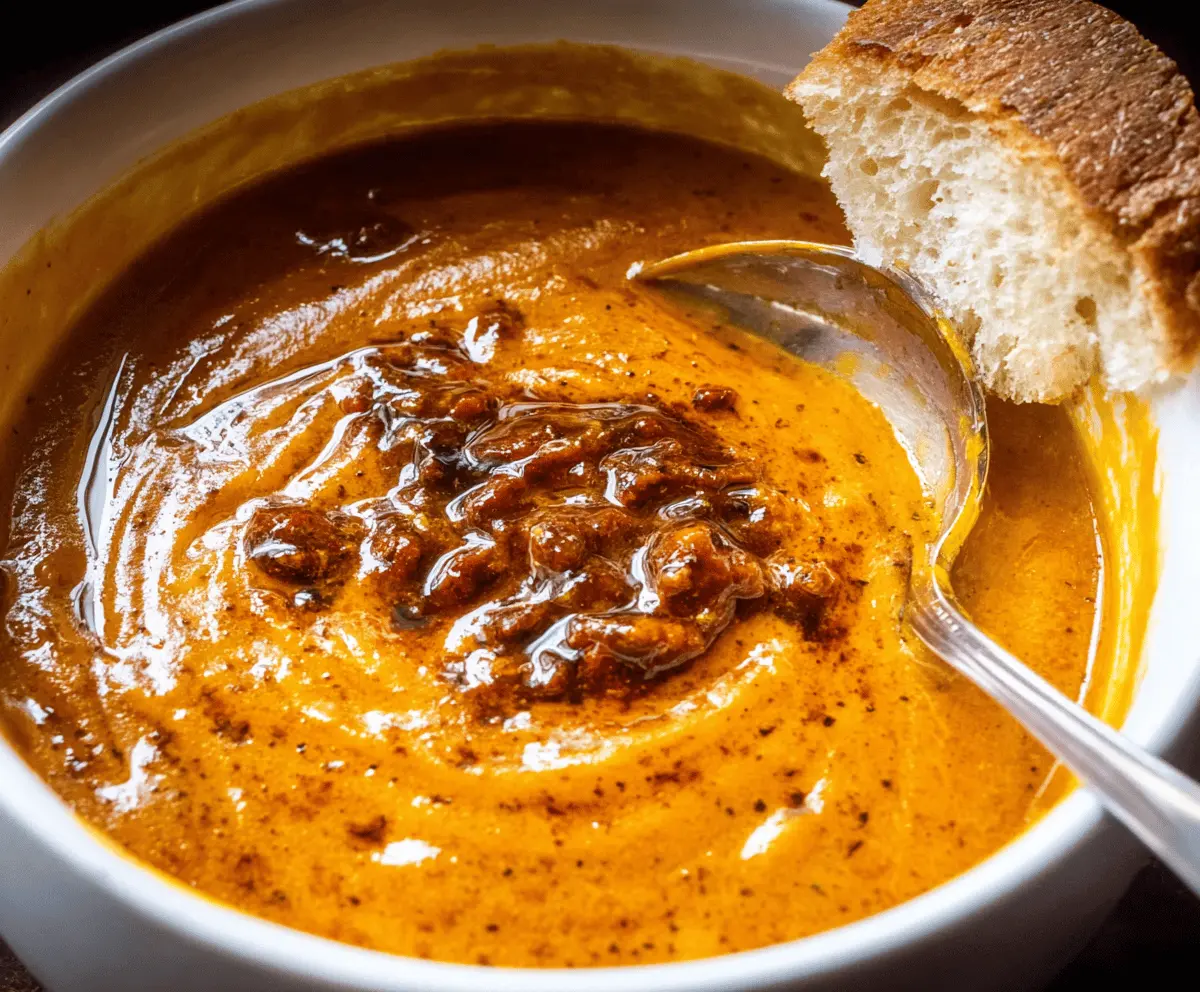 Spicy chorizo pumpkin soup