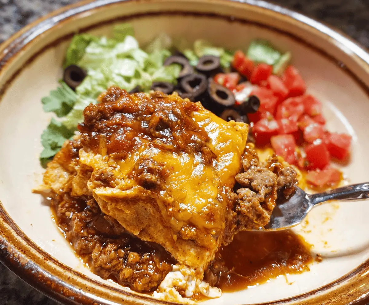 Crockpot Beef Enchilada Casserole