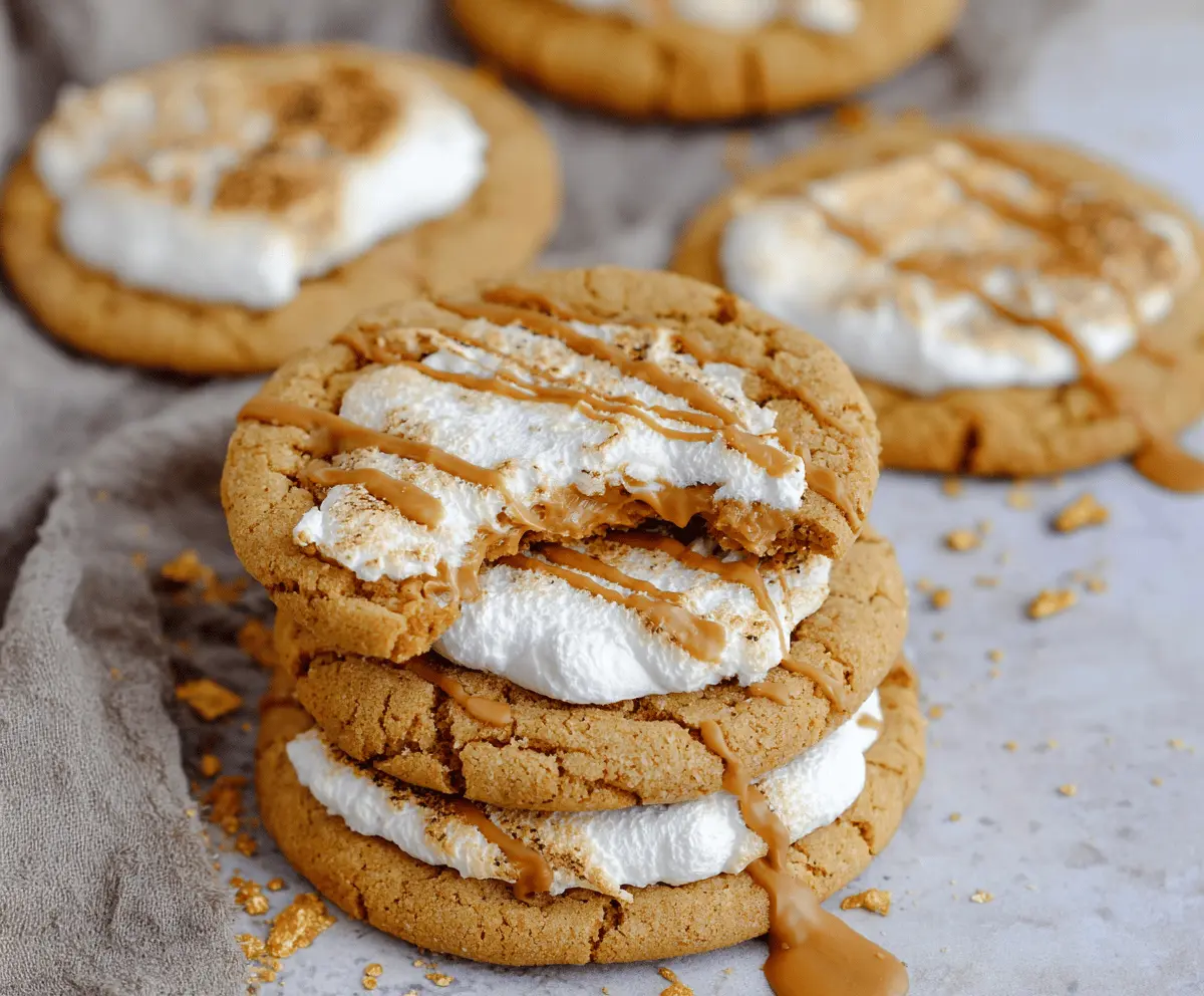 Delicious homemade Fluffernutter cookies with marshmallow creme and peanut butter.