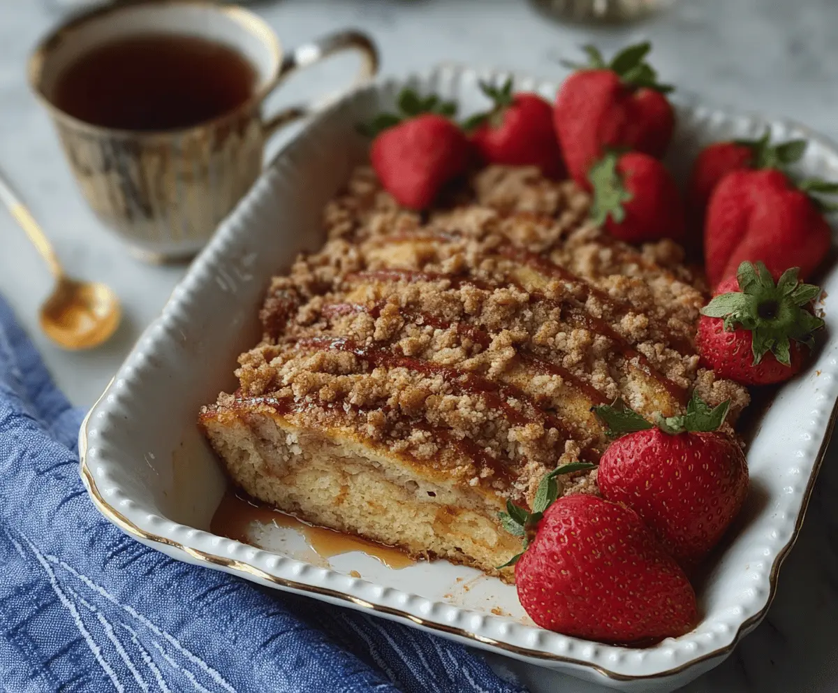 Easy Overnight Pancake Casserole with Streusel Topping