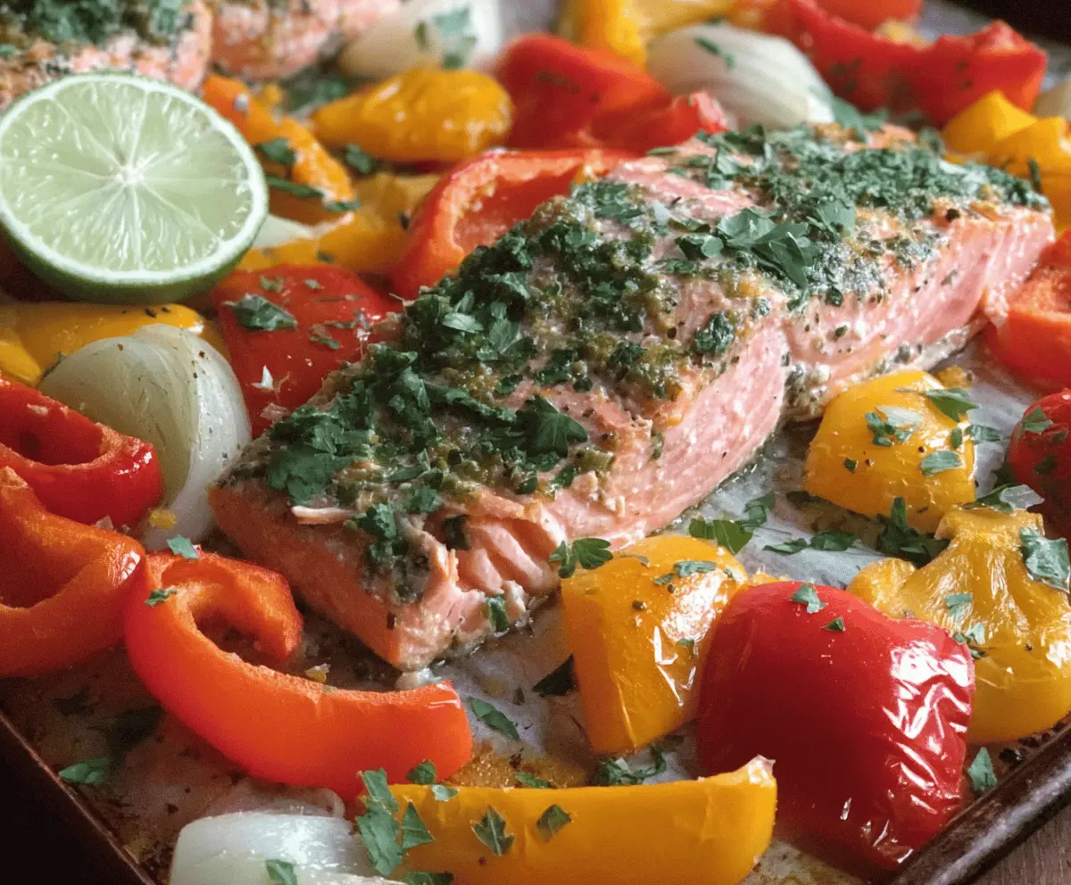 Sheet Pan Salmon and Bell Pepper Dinner
