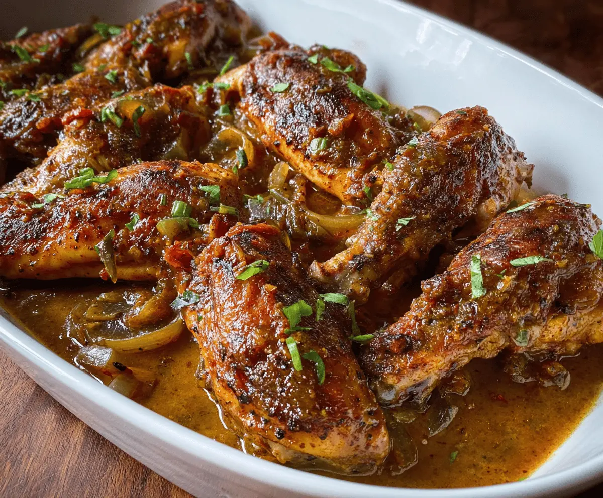 Juicy Southern Smothered Turkey Wings served with rich savory gravy on a rustic plate.