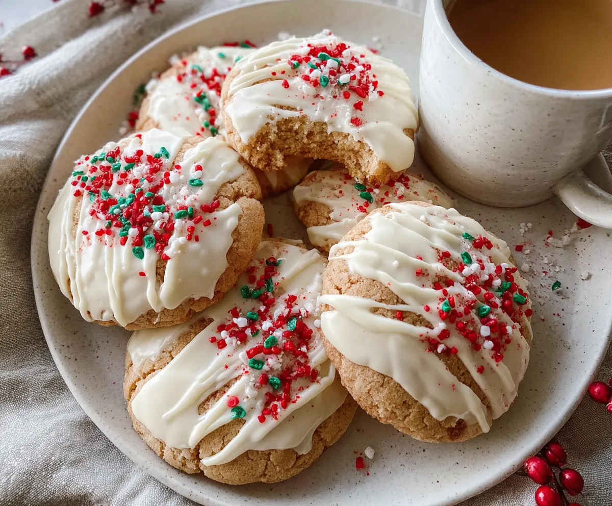 White Chocolate Covered Eggnog Cookies