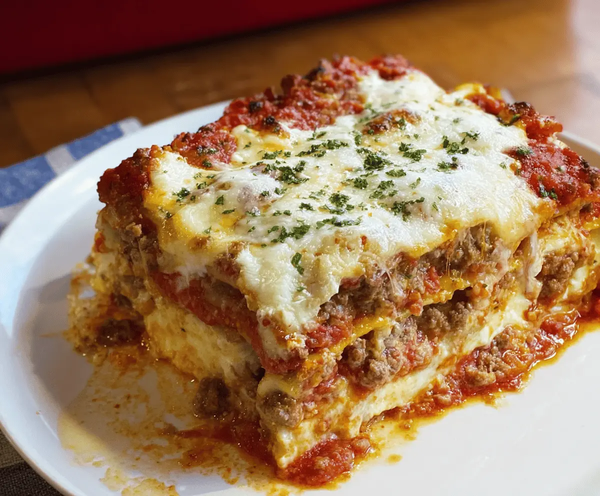 Delicious homemade world's best lasagna with layers of rich cheese, savory meat sauce, and tender pasta.