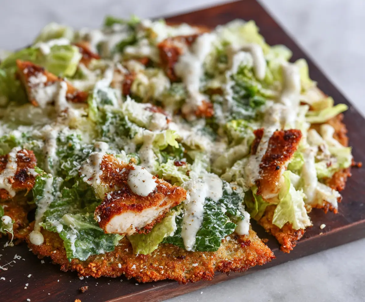 Chicken Crust Caesar Salad Pizza