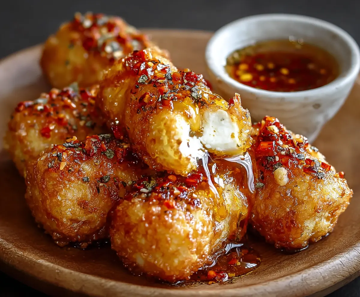 Crispy Oven Fried Feta Rolls with Chili Honey