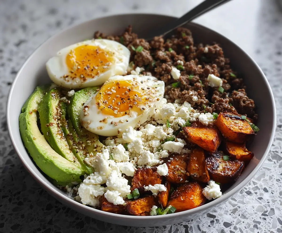 Ground Beef Power Bowl with Avocado & Cottage Cheese
